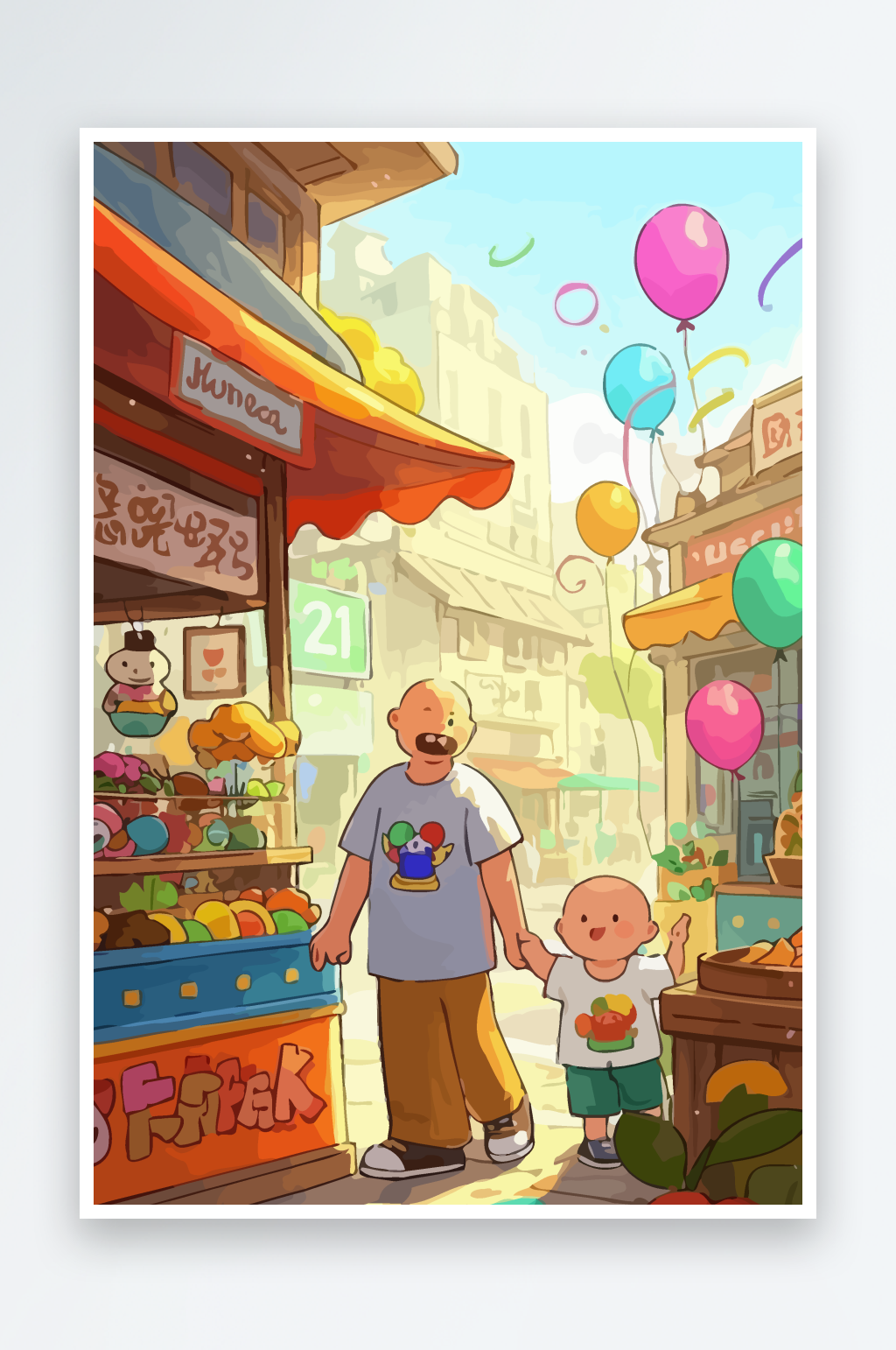 卡通父子兄弟爸爸儿子矢量插画图形素材