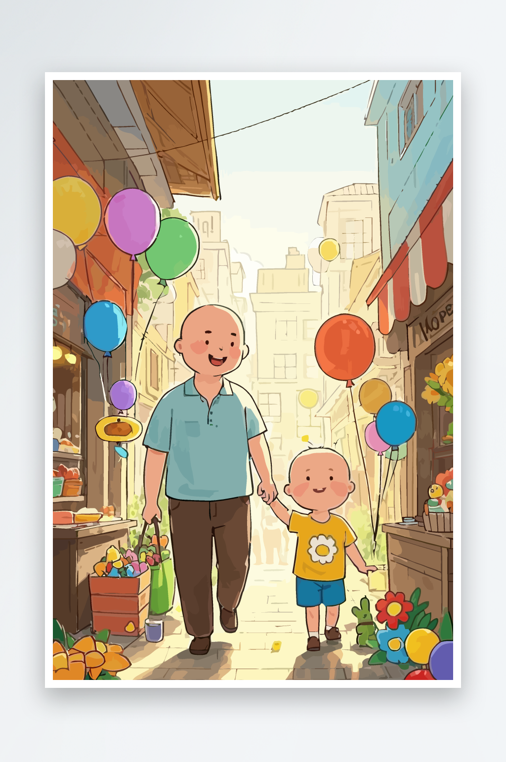 卡通父子兄弟爸爸儿子矢量插画图形素材