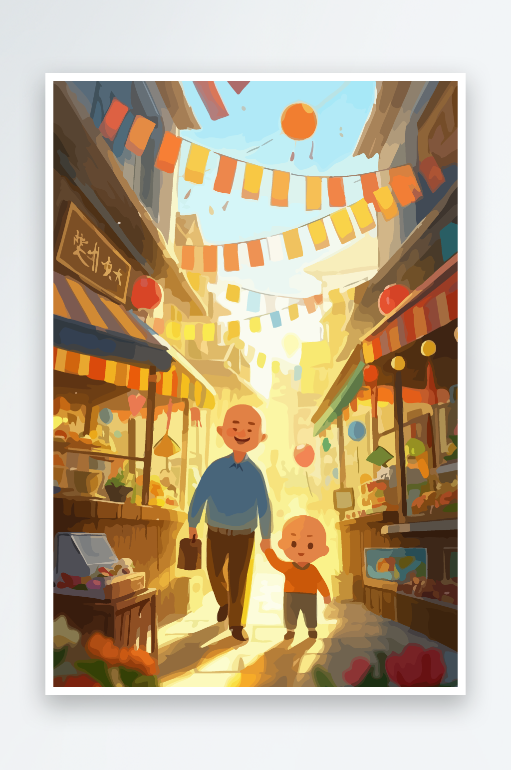 卡通父子兄弟爸爸儿子矢量插画图形素材