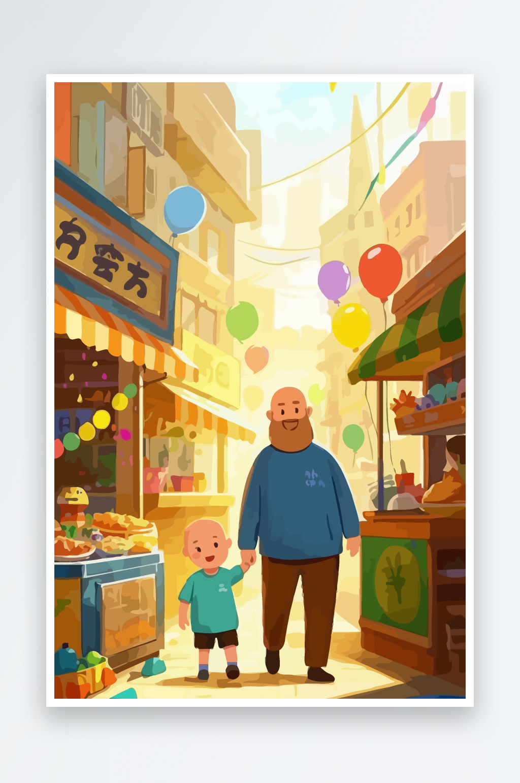 卡通父子兄弟爸爸儿子矢量插画图形素材