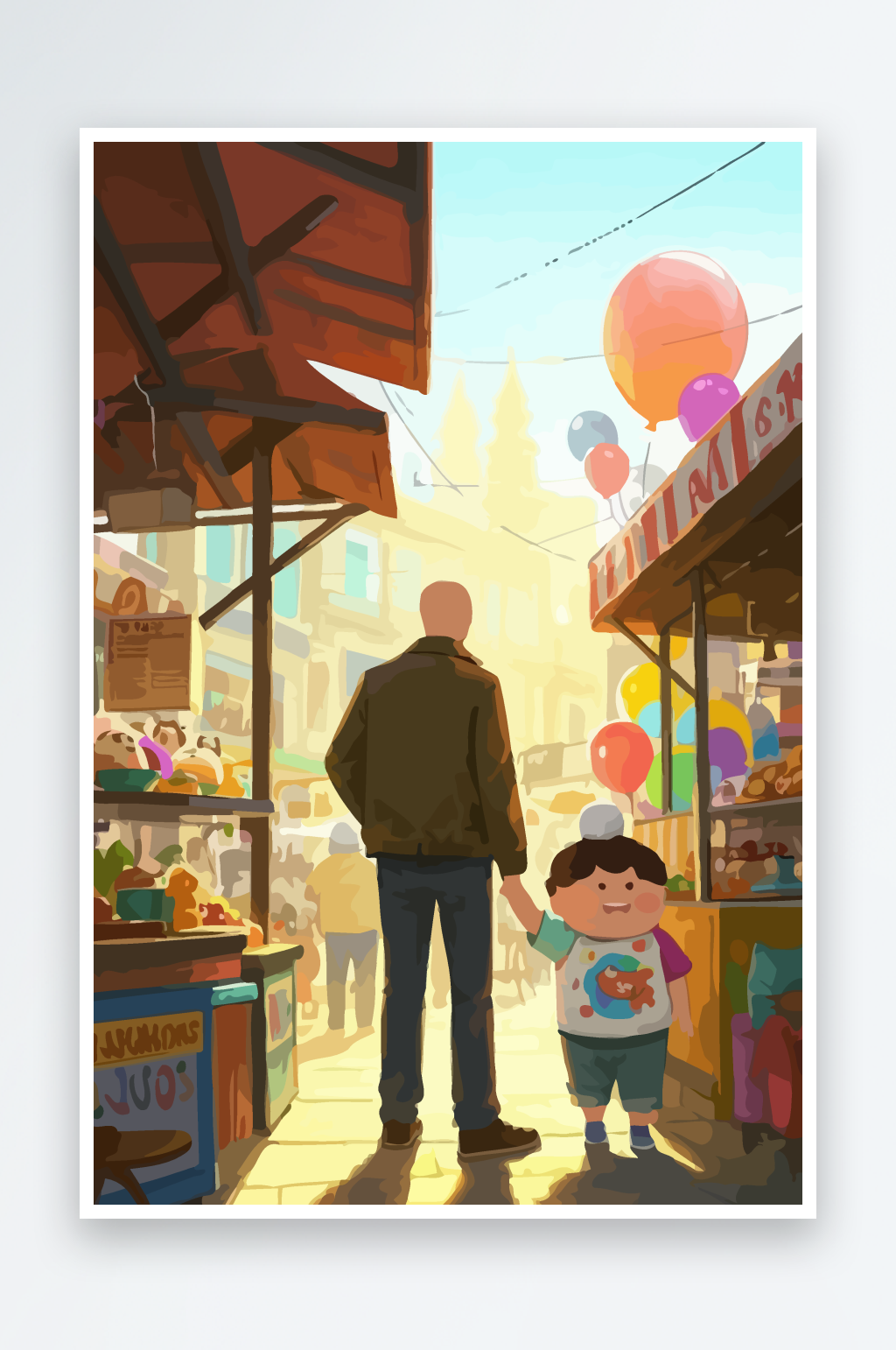 卡通父子兄弟爸爸儿子矢量插画图形素材