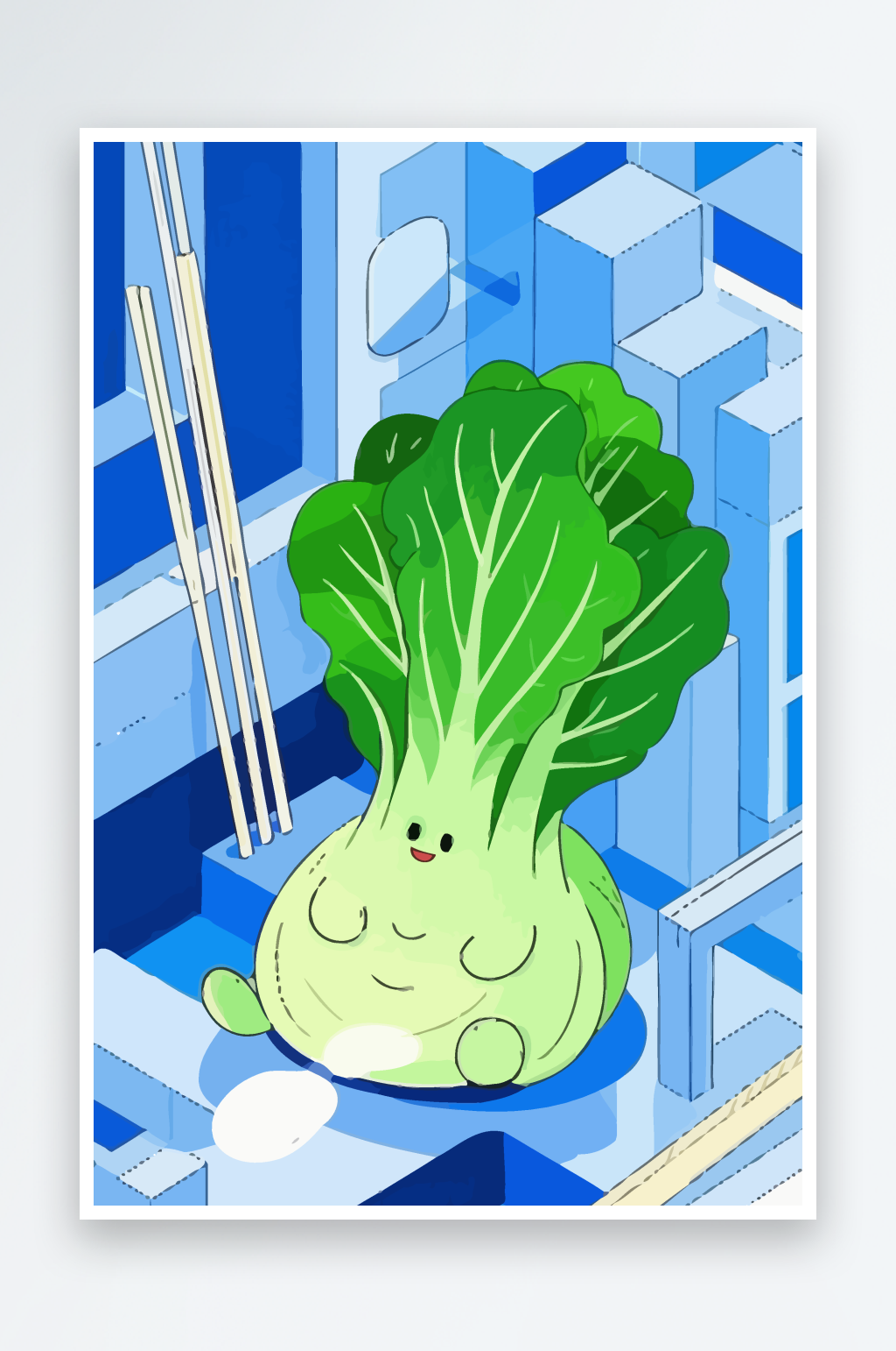 青菜娃娃矢量插画图形元素素材