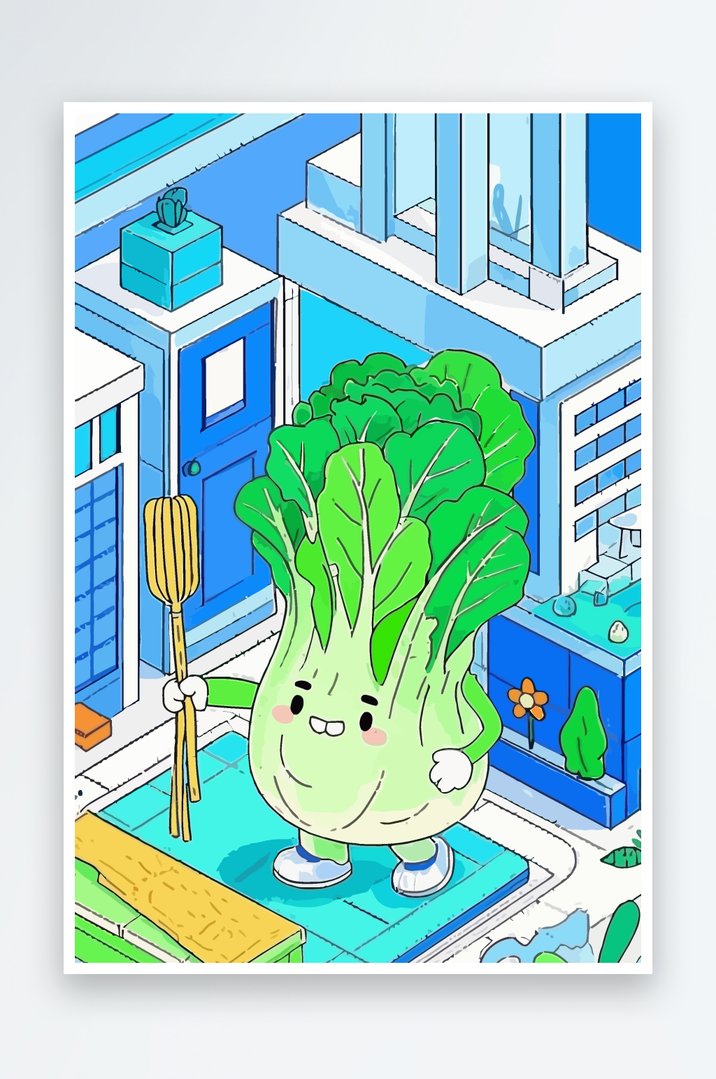 青菜娃娃矢量插画图形元素素材