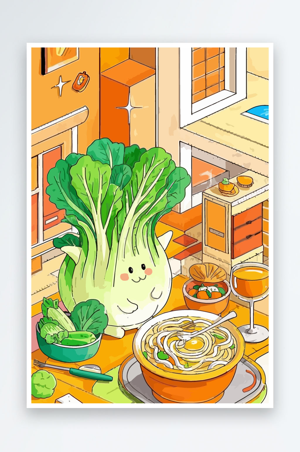 青菜娃娃矢量插画图形素材