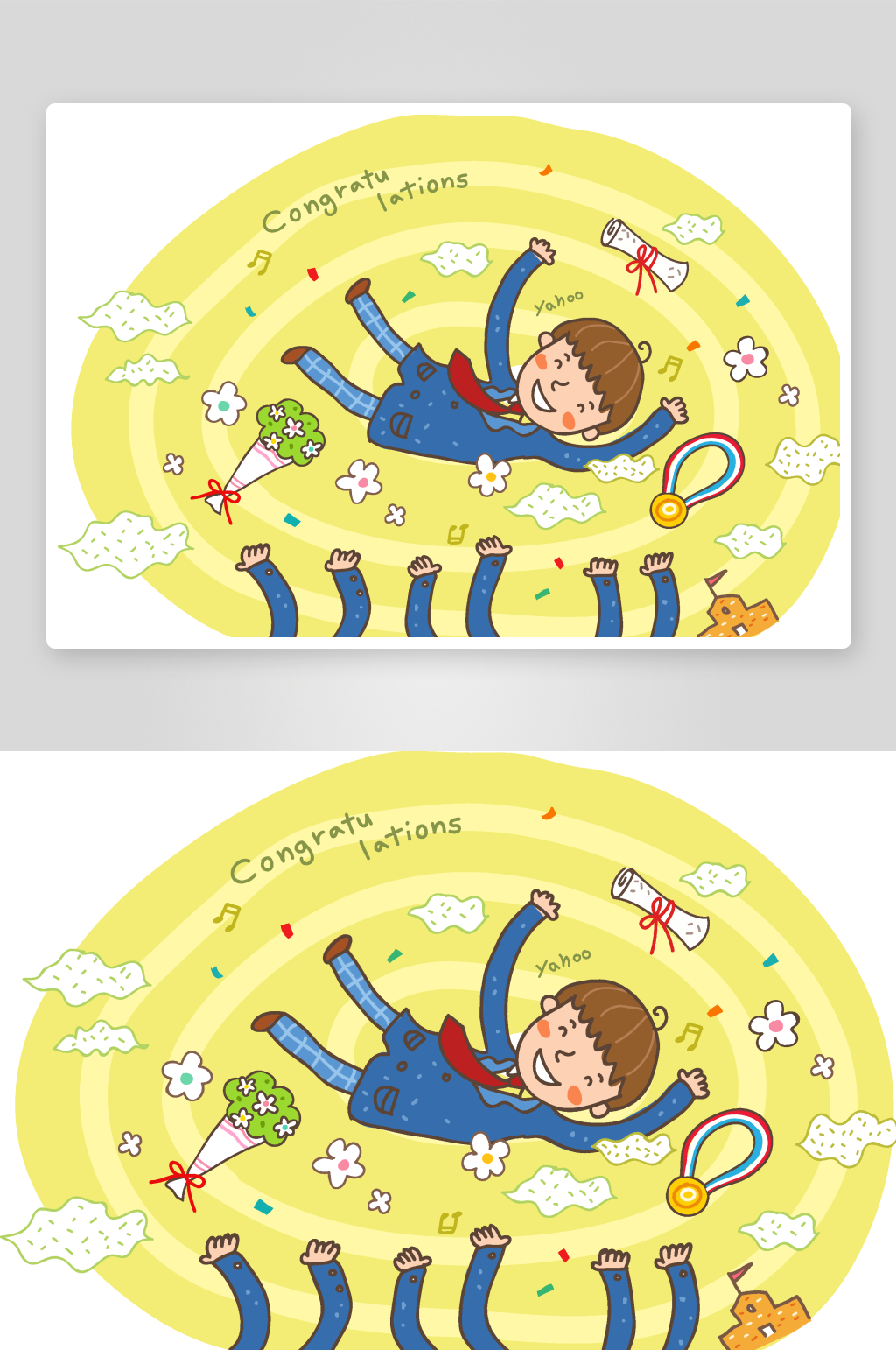 学校教育学位毕业小学生手绘插画素材