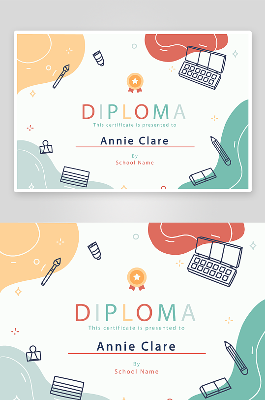 矢量荣誉证书模板素材-众图网