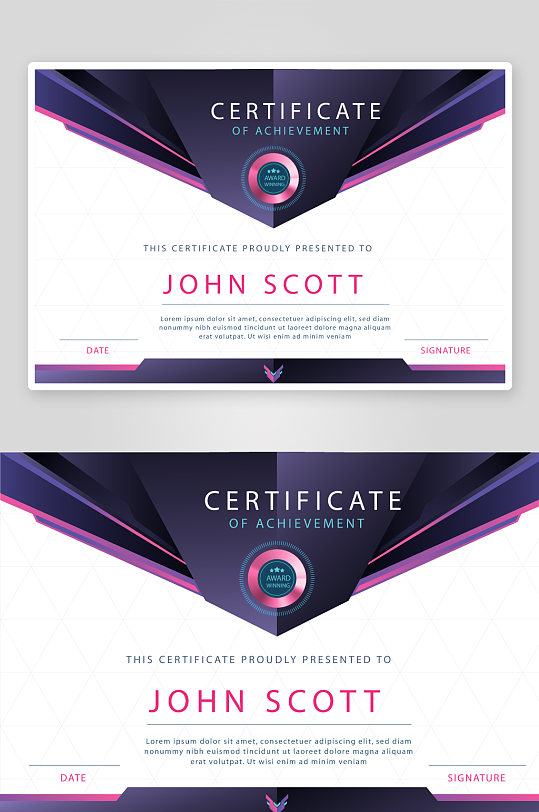 矢量荣誉证书模板素材-众图网