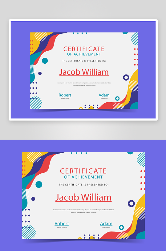 矢量荣誉证书模板-众图网