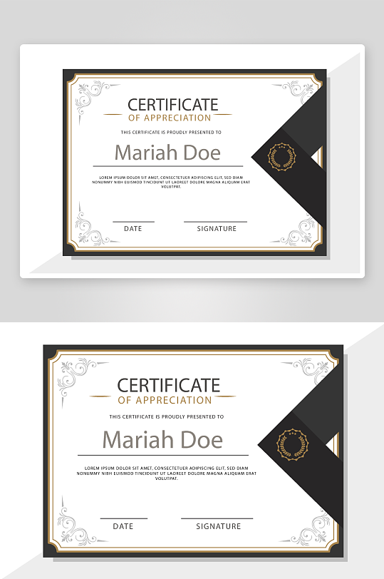 矢量荣誉证书模板-众图网