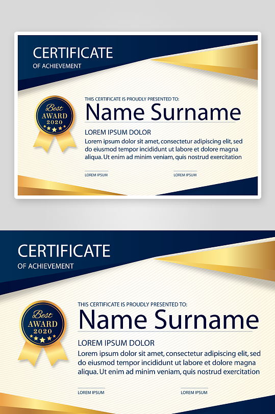 矢量荣誉证书模板-众图网
