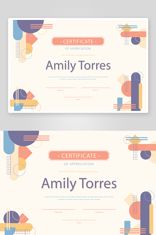 矢量荣誉证书模板-众图网