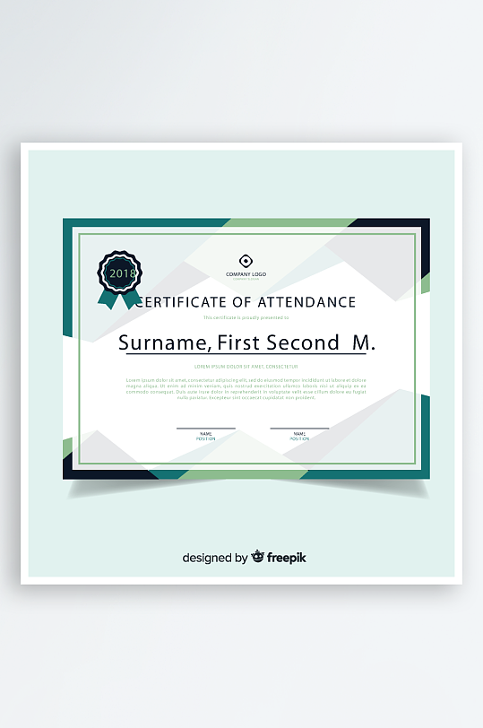 矢量简约荣誉证书模板素材-众图网