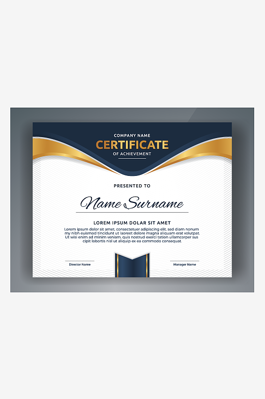 矢量简约荣誉证书模板-众图网