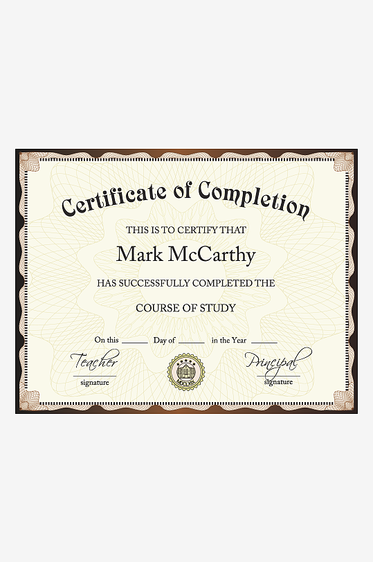 矢量简约荣誉证书模板-众图网