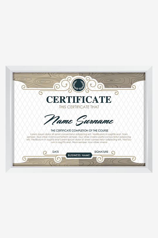 矢量简约荣誉证书-众图网