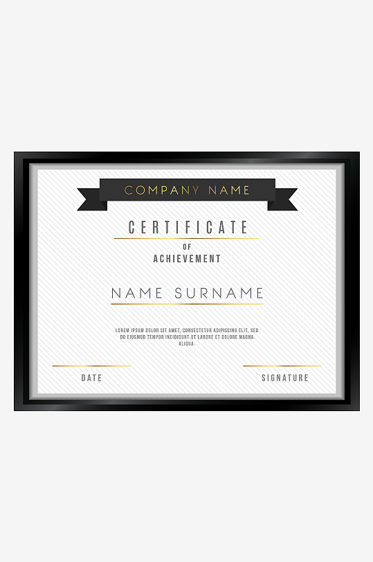 矢量简约荣誉证书-众图网