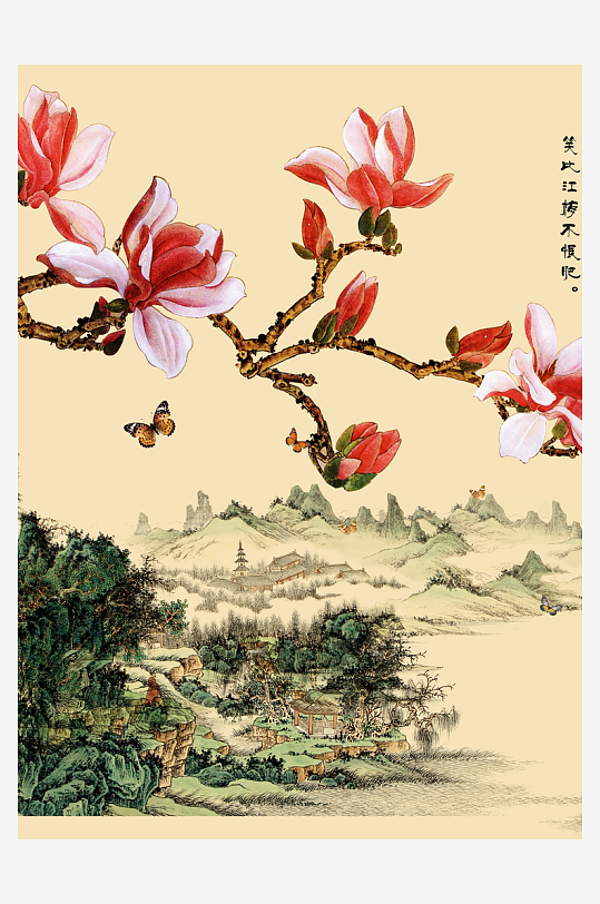 中式山水风景画装饰画-众图网