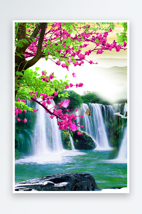 中式山水风景画装饰画-众图网