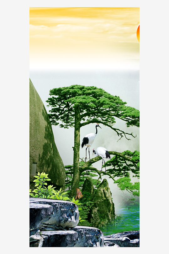 中式山水风景画装饰画-众图网