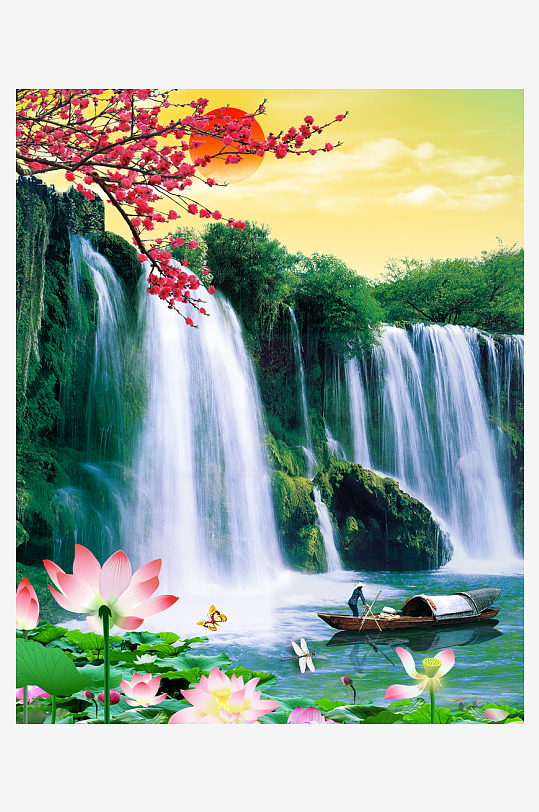 中式山水风景画装饰画-众图网