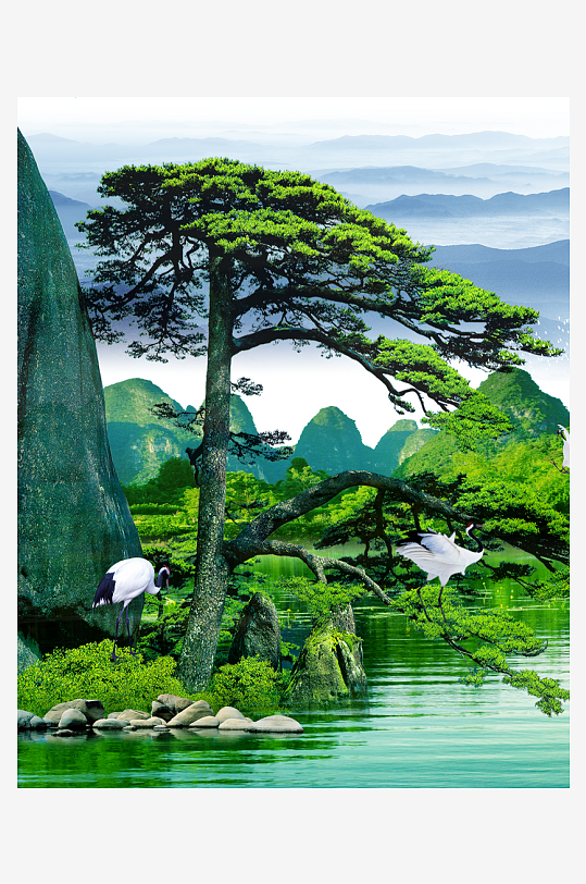 中式山水风景画装饰画-众图网