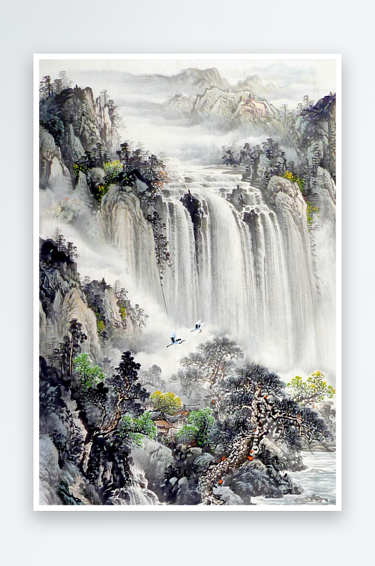 中式山水风景画装饰画-众图网