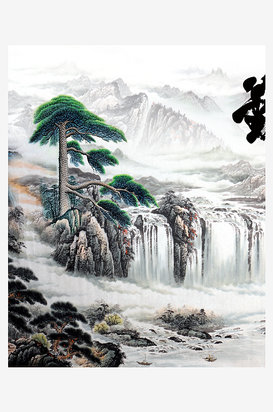 中式山水风景画装饰画-众图网