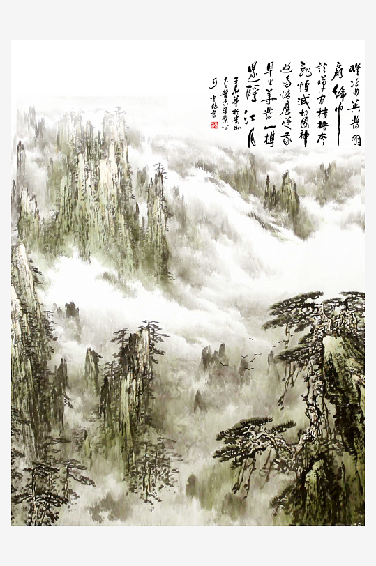 中式山水风景画装饰画-众图网