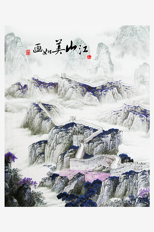 中式山水风景画装饰画-众图网