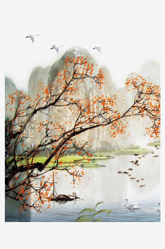 山水风景画装饰画素材-众图网