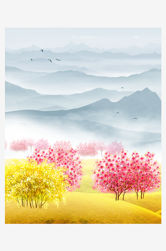 山水风景画装饰画素材-众图网