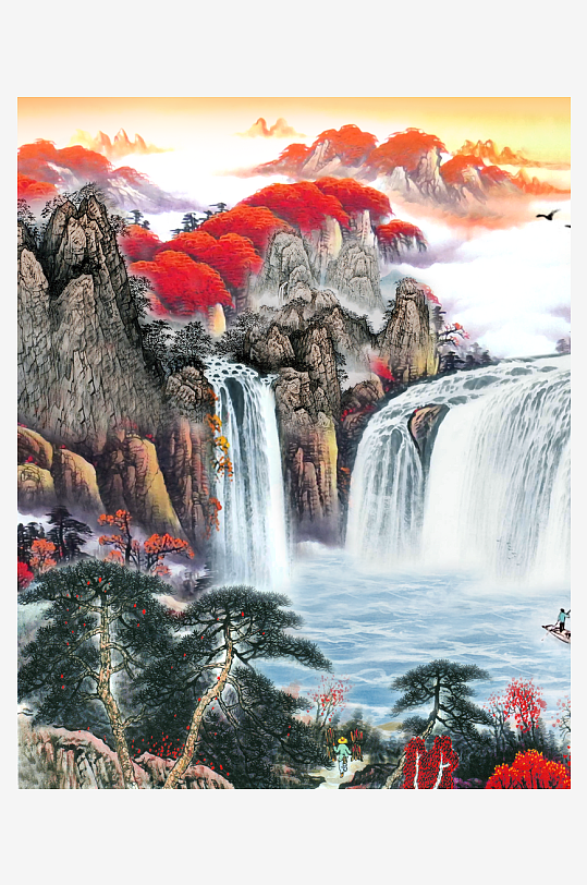 国画山水风景画装饰画-众图网