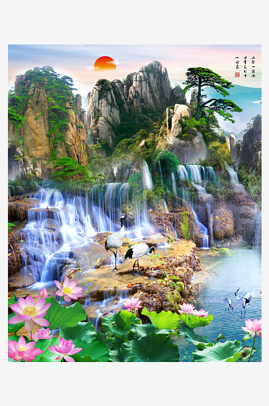 国画山水风景画装饰画-众图网