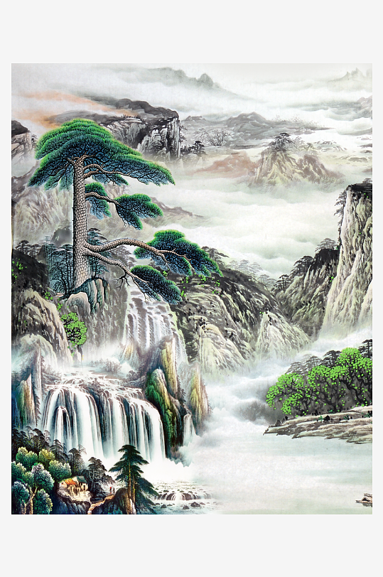 国画山水风景画装饰画-众图网