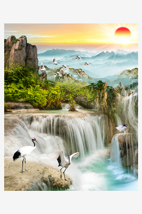 国画山水风景画装饰画-众图网