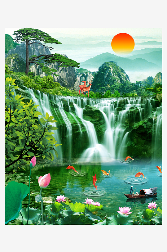 山水风景画装饰画素材-众图网