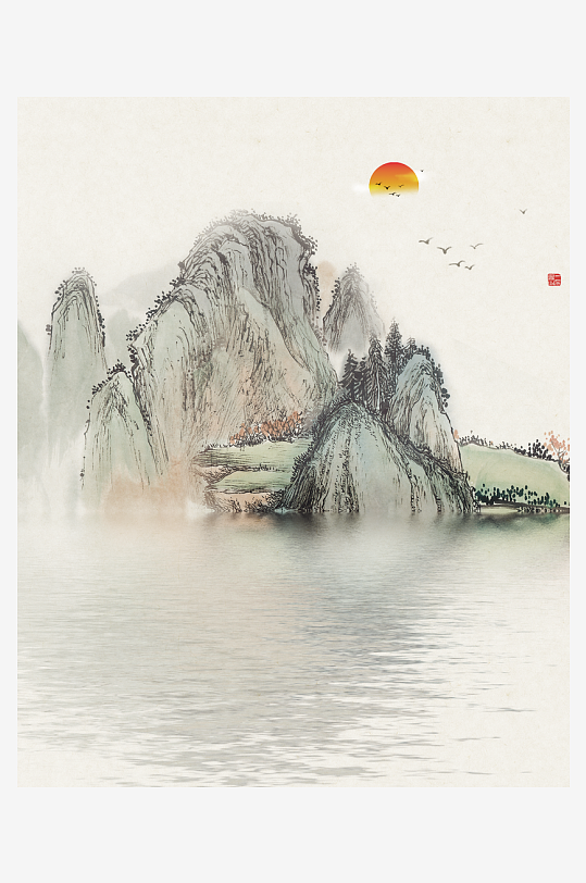山水风景画装饰画素材-众图网