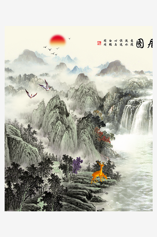 山水风景画装饰画素材-众图网