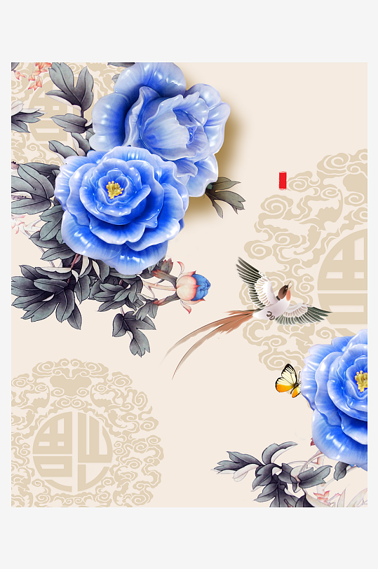 国画花鸟中式装饰画-众图网