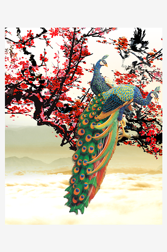 国画花鸟中式装饰画-众图网