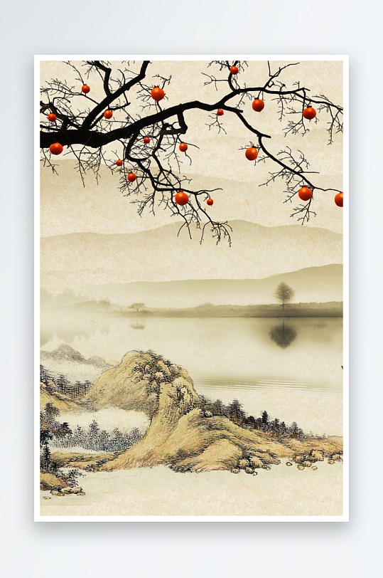 水墨山脉风景画中式装饰画-众图网