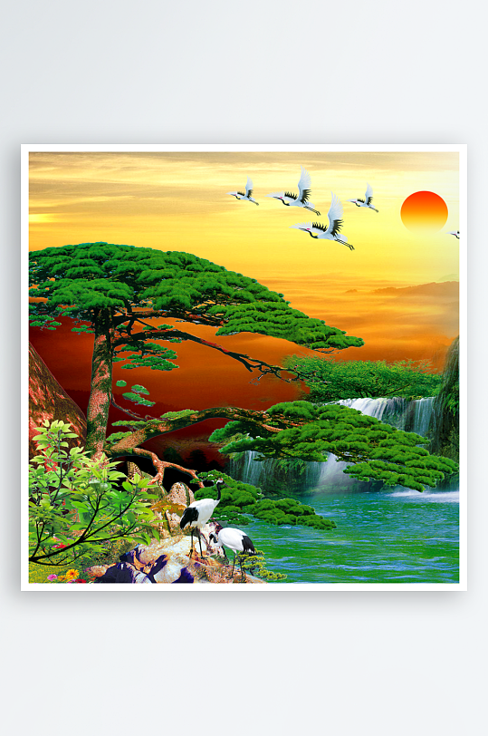 水墨山脉风景画中式装饰画-众图网