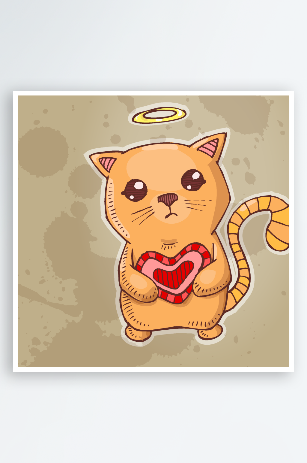 可怜小猫咪天使矢量插画素材