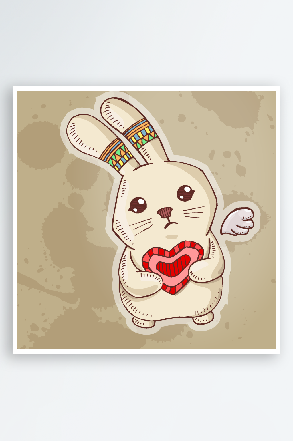 可爱小兔子天使矢量插画素材