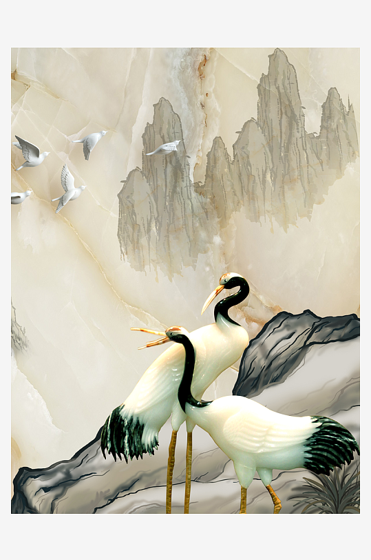 山水风景画中式装饰画图片-众图网