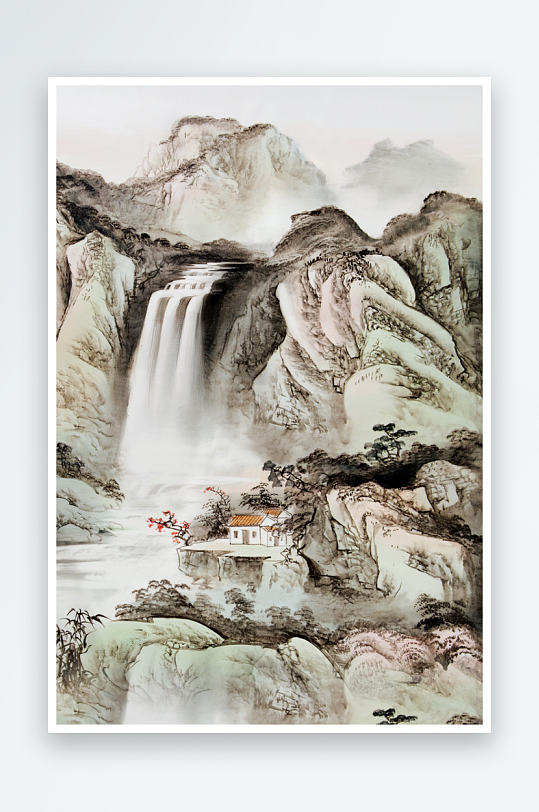 山水风景画中式装饰画图片-众图网