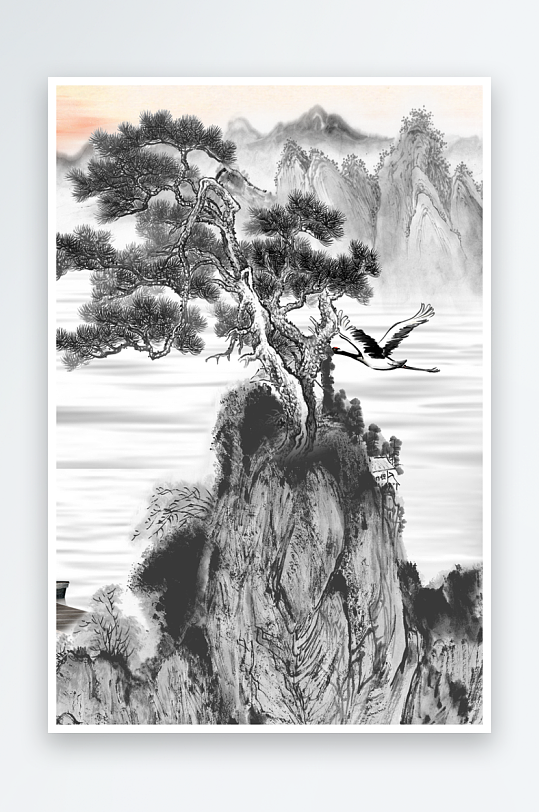 山水风景画中式装饰画图片-众图网