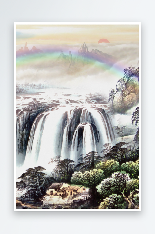 山水风景画中式装饰画图片-众图网