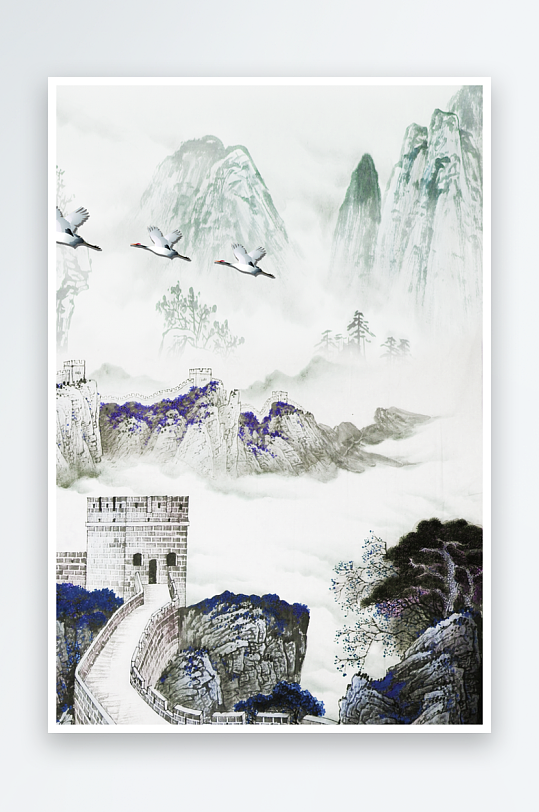 山水风景画中式装饰画图片-众图网