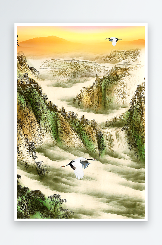 山水风景画中式装饰画图片-众图网